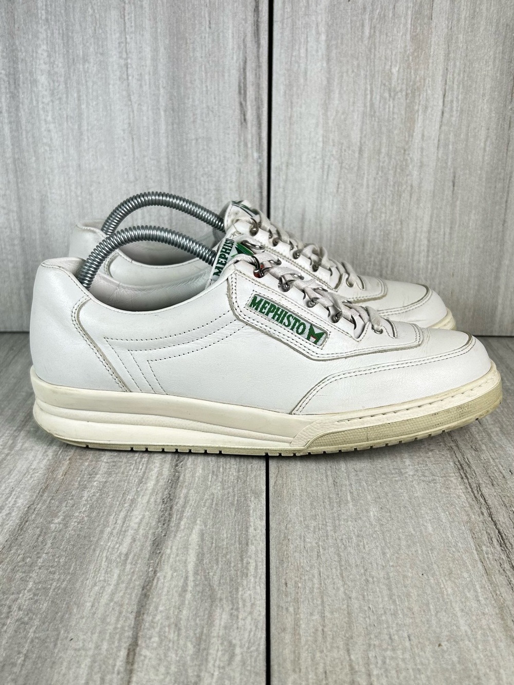 $425 Mephisto Match Off-White Leather Low-Top Sneakers Men's Size 8.5 EUR 8